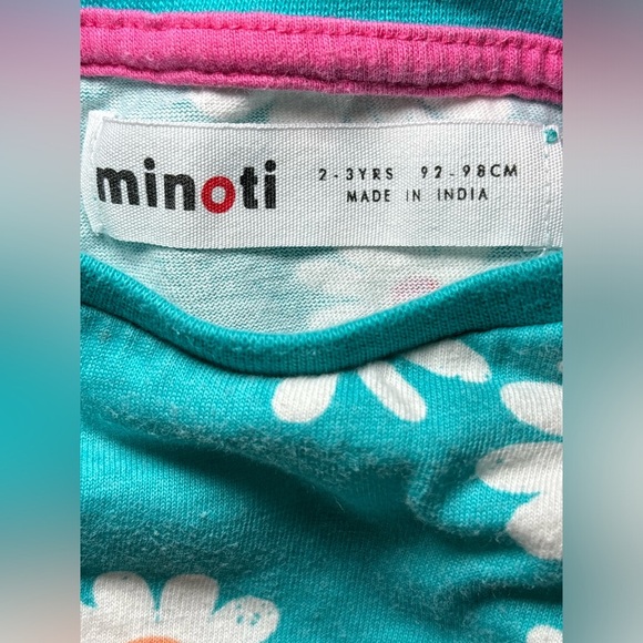 Minoti - Winter Pyjama 2 Piece Set Teal Floral Kids Shirt and Pants in Size 2-3Y - Picture 3 of 4